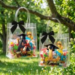 Personalized Balloon Grad Cap Initial Clear Gift Bag with Name Year and Ribbon Bow Graduation Party Favor for Graduates