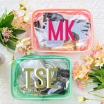 Personalizado Multicolor Monograma Claro Bolsa de Maquillaje Viaje Esencial Playa Fiesta Cumpleaños Regalo para Mujeres Niñas