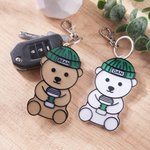 Personalizzato Carino Cappello a maglia Barista Orso Borsa Tag Portachiavi con nome Bar Caffè Regalo di compleanno per la famiglia Amico Amante del caffè