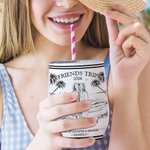 Personalized Pencil Sketch Photo Coconut Tree 12 oz Insulated Wine Tumbler with Lip and Name Travel Use Beach Party Gift for Girl Bestie Bridesmaid