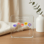 Personalized 1-12 Birth Flowers Square Acrylic Plaque with 1-12 Names Mother's Day Birthday Gift for Mom Grandma