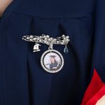 Personalized Teardrop Birthstone Graduation Cap Photo Brooch Pin with Text Graduation Ceremony Party Gift for Graduates