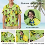Chemise Personnalisée avec Portrait Photo et Icône de Personnage Style Hawaïen Thème Citron Cadeau Anniversaire pour Famille Amis Amateur de Voyage