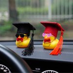 Personalized Funny Graduation Cap Sunglass Bow Rubber Duck with Name Desk Decor Graduation Gift for Graduate