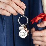 Personalisierte rosa Blume Klee Herz Schloss Schlüsselanhänger mit anfänglichen Charme und sie glaubte, sie könnte Disc-Klasse von 2026 Graduierung Geschenk für Absolventen
