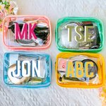 Personalizado Multicolor Monograma Claro Bolsa de Maquillaje Viaje Esencial Playa Fiesta Cumpleaños Regalo para Mujeres Niñas