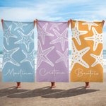 Toalla de playa personalizada de microfibra con nombre y diseño de estrella de mar regalo de cumpleaños y vacaciones para niñas y mujeres