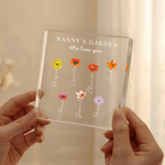 Personalized 1-12 Birth Flowers Square Acrylic Plaque with 1-12 Names Mother's Day Birthday Gift for Mom Grandma