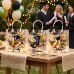 Personalized Balloon Grad Cap Initial Clear Gift Bag with Name Year and Ribbon Bow Graduation Party Favor for Graduates