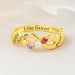 Personalisierte 1-6 Familie Birthstones Infinity Ring mit eingravierten Namen Geburtstag Jahrestag Muttertag Geschenk für Mama Frau