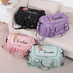 Personifierad Födelse Blomma Namn Stor Resväska Duffle Bag med flera fack och axelrem Tillbaka till skolan Födelsedagspresent för kvinnor Flicka