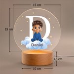 Luz nocturna LED personalizada con personaje de dibujos animados nube estrella y nombre base de madera regalo de cumpleaños para bebés y niños