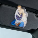 Personalised Comic Style Photo Acrylic Car Visor Clip with Text Car Accessories Birthday Anniversary Gift for Friend Couple Family