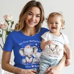 Abiti coordinati personalizzati in 100% cotone con nome per mamma e neonato, motivo elefante - Regalo per la prima festa della mamma per donne