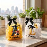 Personalized Balloon Grad Cap Initial Clear Gift Bag with Name Year and Ribbon Bow Graduation Party Favor for Graduates