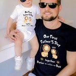 Oursons de biberons personnalisés Notre première fête des pères T-shirt 100 % coton Ensemble onesie pour bébé avec nom Nouveau cadeau de fête des pères pour papa bébé