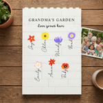 Personalized 1-12 Birth Flowers Grandma's Garden Rectangle Building Brick Puzzle with Title Text and Name Mother's Day Gift for Grandma