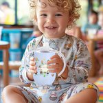 Personalized Cartoon Holy Saints of Heaven Guardian 10 oz Insulated Sippy Cup with Name Catholic Baptism Prayer Daily Use Gift for Toddler Kid