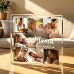 Personalised 7 Family Photos Collage Square Acrylic Plaque with Title and Text Home Decor Mother's Day Birthday Gift for Mom Grandmother