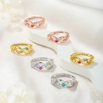 Personalisierte 1-6 Familie Birthstones Infinity Ring mit eingravierten Namen Geburtstag Jahrestag Muttertag Geschenk für Mama Frau