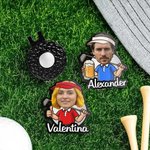 Personalized Cartoon Character Face Photo Golf Ball Marker Magnetic Hat Clip with Name Birthday Game Day Gift for Golf Lover