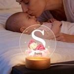 Luz nocturna LED personalizada con personaje de dibujos animados nube estrella y nombre base de madera regalo de cumpleaños para bebés y niños