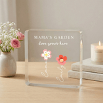 Personalized 1-12 Birth Flowers Square Acrylic Plaque with 1-12 Names Mother's Day Birthday Gift for Mom Grandma
