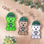 Personalizzato Carino Cappello a maglia Barista Orso Borsa Tag Portachiavi con nome Bar Caffè Regalo di compleanno per la famiglia Amico Amante del caffè