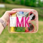 Personalizado Multicolor Monograma Claro Bolsa de Maquillaje Viaje Esencial Playa Fiesta Cumpleaños Regalo para Mujeres Niñas