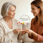 Personlig Akrylplakett med fødselsblomst i hjerteform med 1-12 navn, tittel og tekst Romdekorasjon Morsdagsgave til mamma bestemor