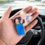 Personalised Comic Style Photo Acrylic Car Visor Clip with Text Car Accessories Birthday Anniversary Gift for Friend Couple Family