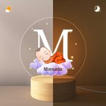Luz nocturna LED personalizada con personaje de dibujos animados nube estrella y nombre base de madera regalo de cumpleaños para bebés y niños