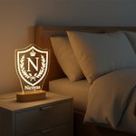 Personalised Family Crest Initial Acrylic LED Night Light with Name and Wooden Base Father's Day Family Gathering Gift for Men