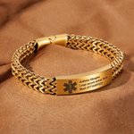 Personalised Men Medical Emergency ID Alert Bracelet with Text Gift for Epilepsy Diabetes Allergy Patient