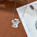 Personalized Western Cowboy Hat Initial Necklace with Name Exquisite Jewelry Anniversary Birthday Gift for Her