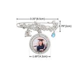 Personalized Teardrop Birthstone Graduation Cap Photo Brooch Pin with Text Graduation Ceremony Party Gift for Graduates