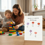 Personalized 1-12 Birth Flowers Grandma's Garden Rectangle Building Brick Puzzle with Title Text and Name Mother's Day Gift for Grandma