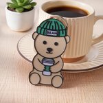 Personalizzato Carino Cappello a maglia Barista Orso Borsa Tag Portachiavi con nome Bar Caffè Regalo di compleanno per la famiglia Amico Amante del caffè