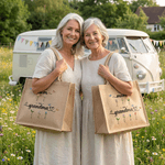 Personalized Faux Yarn Style Birth Flowers Large Jute Tote Bag with Name Mother's Day Birthday Anniversary Gift for Mother Grandmother