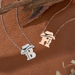 Personalized Western Cowboy Hat Initial Necklace with Name Exquisite Jewelry Anniversary Birthday Gift for Her