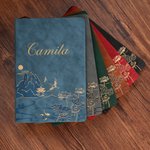 Personalised Chinese-Style Landscape Painting Vegan PU Leather A5 Notebook and Pen Set with Name Birthday New Year Gift for Colleagues Friends Writers