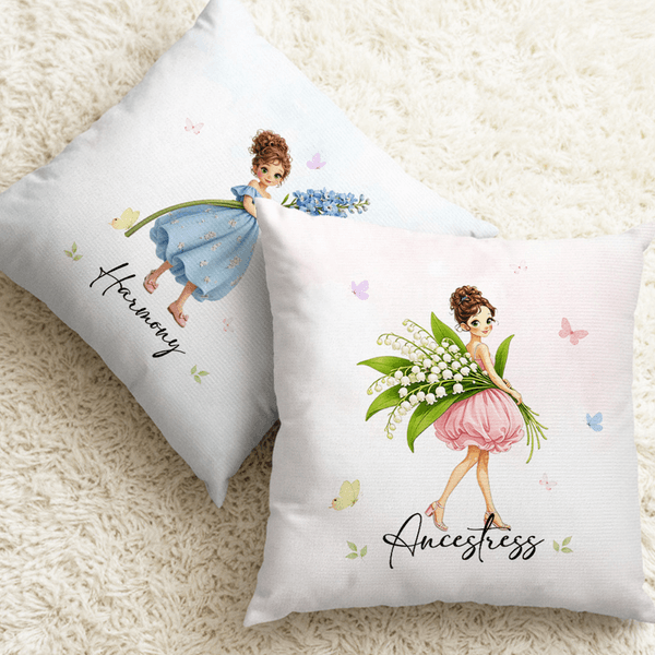 Personalised Elegant Birth Flower Girl Soft Cushion Cover with Name Home Decor Mother's Day Birthday Gift for Woman