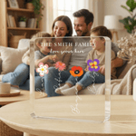 Personalized 1-12 Birth Flowers Square Acrylic Plaque with 1-12 Names Mother's Day Birthday Gift for Mom Grandma