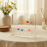 Personalized 1-12 Birth Flowers Square Acrylic Plaque with 1-12 Names Mother's Day Birthday Gift for Mom Grandma