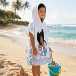 Toalla de playa con capucha de secado rápido personalizada con nombre Sirena Actividades al aire libre Fiesta en la playa Regalo de cumpleaños para niñas Familia