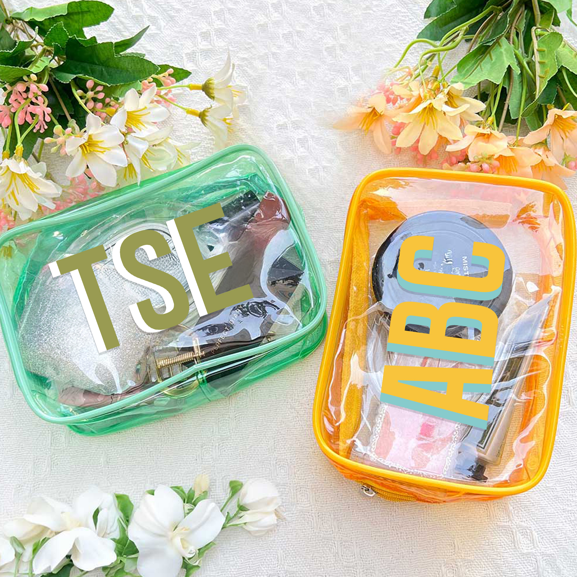 Personalizado Multicolor Monograma Claro Bolsa de Maquillaje Viaje Esencial Playa Fiesta Cumpleaños Regalo para Mujeres Niñas