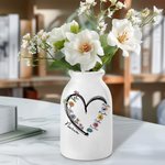 Florero de cerámica personalizado con flores de nacimiento y 1 a 6 nombres decorativo regalo de cumpleaños y Día de la Madre para mamá y abuela