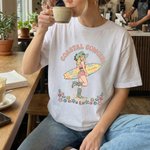 Personlig mångfärgad bohemisk stil Surfbräda Cowgirl 100% bomulls T-shirt med namn Strandfest Födelsedag Julklapp för kvinnor Flickor