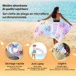 Serviette de plage personnalisée avec nom et motif cheval à carreaux couleur-block - Cadeau d'anniversaire essentiel pour les amoureux des chevaux