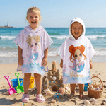 Toalla de playa con capucha de secado rápido personalizada con nombre Sirena Actividades al aire libre Fiesta en la playa Regalo de cumpleaños para niñas Familia